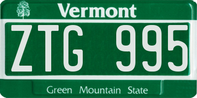 VT license plate ZTG995