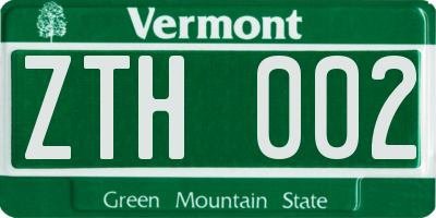VT license plate ZTH002