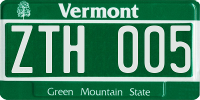VT license plate ZTH005