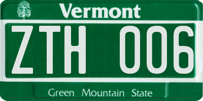 VT license plate ZTH006