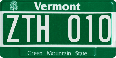 VT license plate ZTH010
