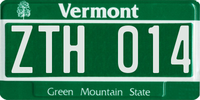 VT license plate ZTH014