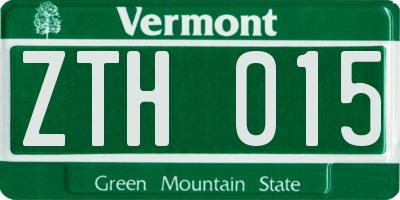 VT license plate ZTH015