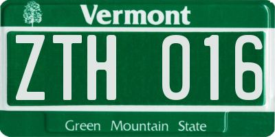 VT license plate ZTH016