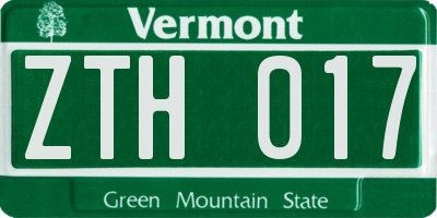 VT license plate ZTH017