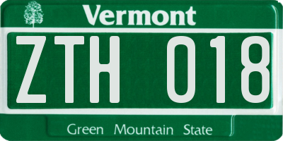 VT license plate ZTH018
