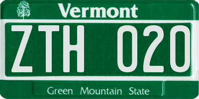 VT license plate ZTH020