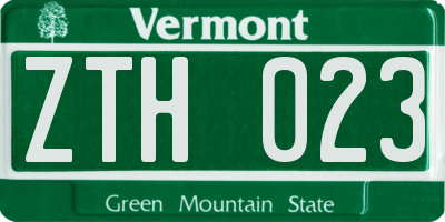 VT license plate ZTH023
