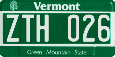 VT license plate ZTH026