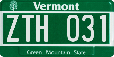 VT license plate ZTH031