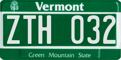 VT license plate ZTH032