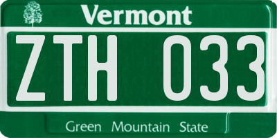 VT license plate ZTH033