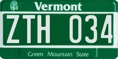 VT license plate ZTH034