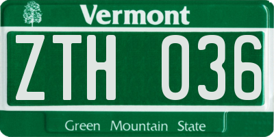 VT license plate ZTH036
