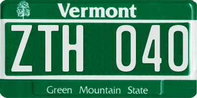VT license plate ZTH040