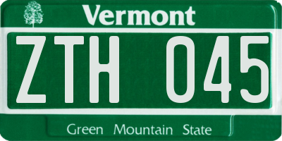 VT license plate ZTH045