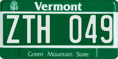 VT license plate ZTH049