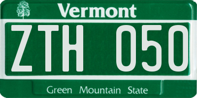 VT license plate ZTH050
