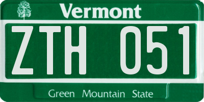 VT license plate ZTH051