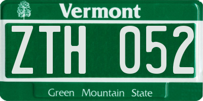 VT license plate ZTH052