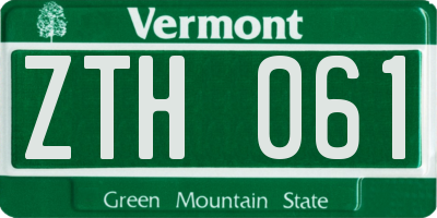 VT license plate ZTH061