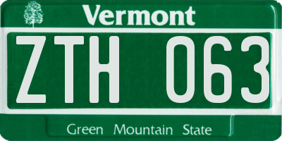 VT license plate ZTH063