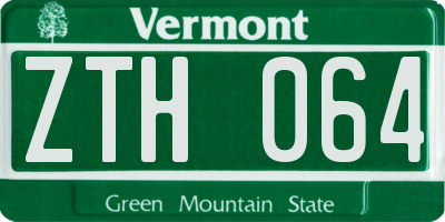 VT license plate ZTH064