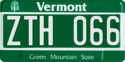 VT license plate ZTH066