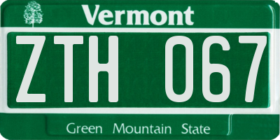 VT license plate ZTH067