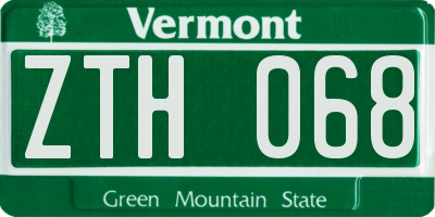 VT license plate ZTH068