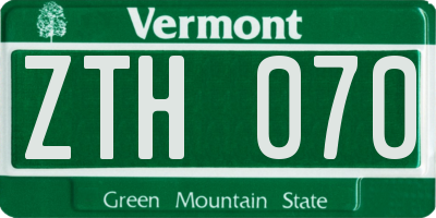 VT license plate ZTH070