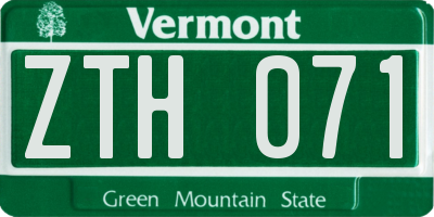 VT license plate ZTH071