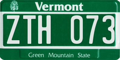 VT license plate ZTH073