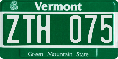 VT license plate ZTH075