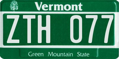 VT license plate ZTH077