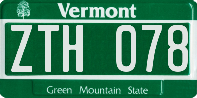 VT license plate ZTH078