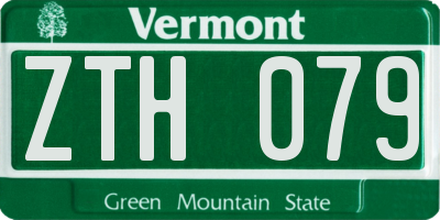 VT license plate ZTH079