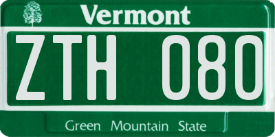 VT license plate ZTH080
