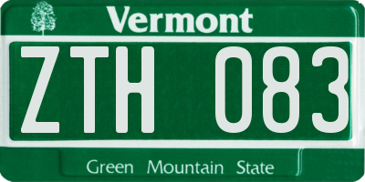 VT license plate ZTH083