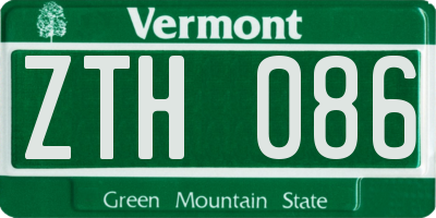 VT license plate ZTH086