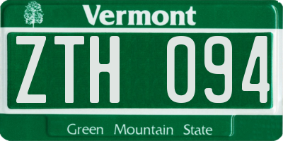 VT license plate ZTH094