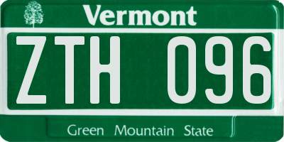 VT license plate ZTH096