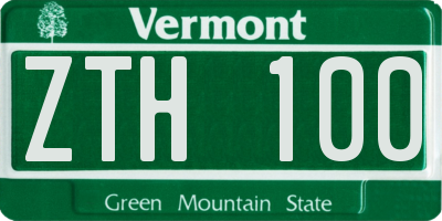 VT license plate ZTH100