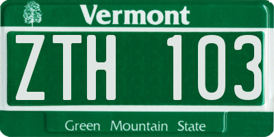 VT license plate ZTH103
