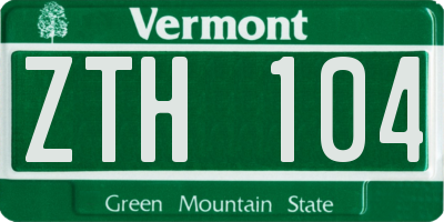 VT license plate ZTH104