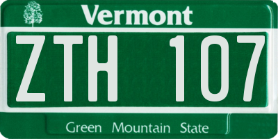 VT license plate ZTH107
