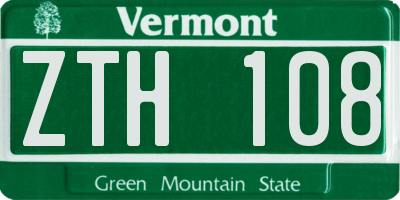 VT license plate ZTH108