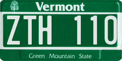 VT license plate ZTH110