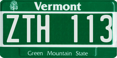 VT license plate ZTH113