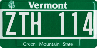 VT license plate ZTH114